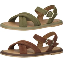 SANSIBAR Damen Echtleder-Schuhe im Ethno-Look Sommer-Sandale Grün oder Braun - 37