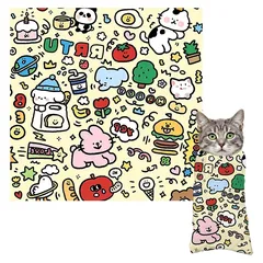 Patchwork Katzenpflege-Decke - 70x70 cm große Wickeldecke für Katzen bis zu 9 kg, verstellbare Halterung für Krallenschneiden und Pflege