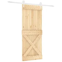 vidaXL Schiebetür rechts 85 x 210 cm Weiß/Braun