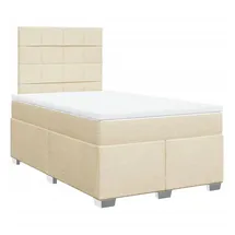 vidaXL Boxspringbett mit Matratze Creme 120x200 cm Stoff