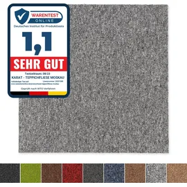 Karat Teppichfliesen Moscow Selbstliegend Rutschhemmend 50 x 50 cm Grau