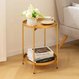 luxuskollektion Beistelltisch Ø 2 Ebenen 0 x 0 cm Gold