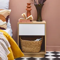 Sweeek Nachttisch 1 Schublade 1 Nische zweifarbige Holzoptik -