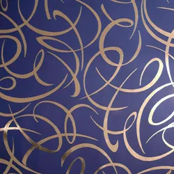 Clairefontaine Geschenkpapierrolle Premium 80g 50x0,70m, arabesk silber auf blauem Hintergrund - Blau 211953C