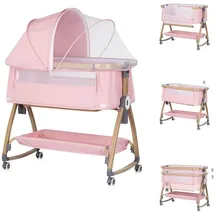 Chipolino Beistellbett Charisma Matratze höhenverstellbar Räder Ablagefach Gurt rosa