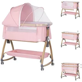 Chipolino Beistellbett Charisma Matratze höhenverstellbar Räder Ablagefach Gurt rosa