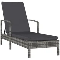 Furnicato Sonnenliege mit Armlehnen Poly Rattan Grau,