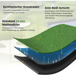 lifezeal Golf Abschlagmatte inklusive Gummi Tee, Zusammenrollbar, 6 Abschlagpositionen & 2 Ausrichtungsstäbe, Golfmatte mit Tees, Löchern und 2 Ausrichtungsstöcken, faltbare und Outd...