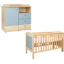 Arthur Berndt Babymöbel-Set ARTHUR BERNDT "Babyzimmer-Set »Roofy« 2-teilig", nagano, oak, nachbildung, salbei, ohne Matratze, B/H: 70cm x 140cm, Schlafzimmermöbel-Sets