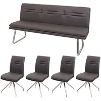 MCW Esszimmer-Set, Grau, Braun, Textil, 180x90x60 cm, Esszimmer, Bänke,