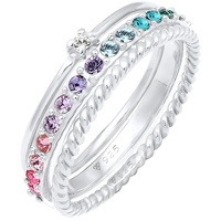 Elli Set Multi-Color Pastell Kristalle 925 Silber 52 Damen