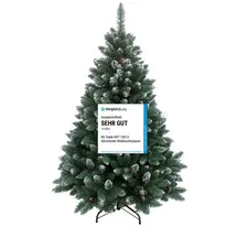 RS Trade HXT 15013 240 cm Weihnachtsbaum künstlich mit Schnee und Zapfen (Ø ca. 150 cm) ca. 1815 Spitzen, schwer entflammbar, Schnellaufbau Klappsystem, inkl. Christbaum Ständer