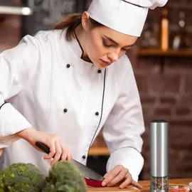 Relaxdays Elektrische Pfeffermühle 2-er Set Silber,Transparent