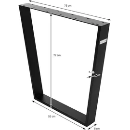ML-Design Tischbeine 2er Set Trapez 75x72 cm Schwarz Metall 75x8x72 Esszimmer, Esstische, Tischsysteme