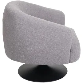 Mendler Cocktailsessel HWC-J76 Bouclé 70 x 80 x 80 cm Hellgrau drehbar mit Kissen