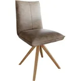 DeLife Esszimmerstuhl Lelio-Flex Mikrofaser Taupe Vintage Holzgestell kantig Natur Taschenfederkern,
