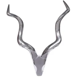 KADIMA DESIGN Wanddeko Hirschgeweih Aluminium silberfarben 80 cm Landhausstil