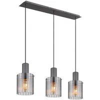 GLOBO Pendellampe 3-flg. 98 cm Rauchglas/Metall grau