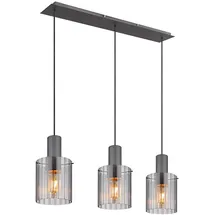 GLOBO Pendellampe 3-flg. 98 cm Rauchglas/Metall grau