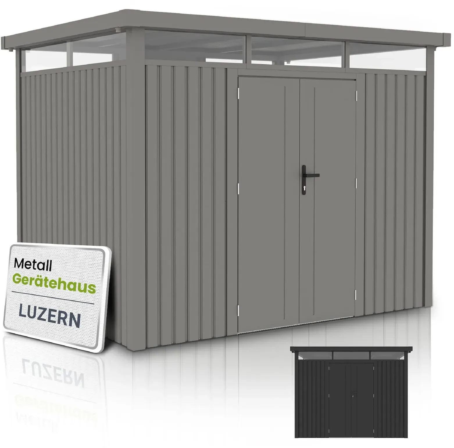 Juskys Gerätehaus Luzern Pro 6,8 m2 - Metall Geräteschuppen - wetterfest & abschließbar - Taupe