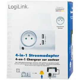 Logilink Steckdosenadapter mit Ladeschale, 2x USB-A, Nachtlicht