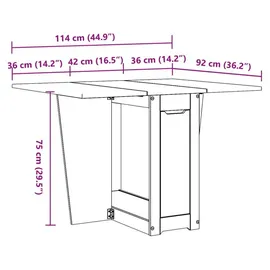 vidaXL Butterfly-Esstisch Klapptisch 92 x 75 x 0 cm weiß
