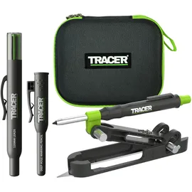 Janser Tracer ProScribe Tool mit Tieflochmarker Bleistift, 6 x Ersatzminenhalter und Tragetasche (Multi-Funktions-Ritzgerät) Tischler Bleistift//Tiefenlochmarker