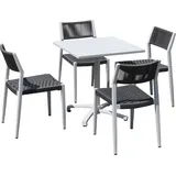 GRASEKAMP Terrassenset Sol 5 teilig - Klapptisch und 4x Stapelstuhl aus Aluminium/Textilene