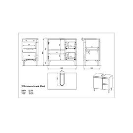 Sconto Waschbeckenunterschrank Ischgl ¦ holzfarben ¦ Maße (cm): B: 60 H: 56 T: 34.0