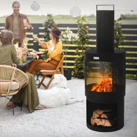 ML-Design Gartenkamin Ø 131 cm Schwarz