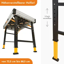 Lemodo Werkbank Holz/Stahl/MDF schwarz 454 kg Tragkraft klappbar