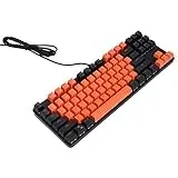 PUSOKEI Mechanische Beleuchtete Tastatur, Gaming-Tastatur mit 12 Multimedia-Tasten, Ergonomische Plug-and-Play-Tastatur, für -Gaming-PC (orange schwarz)