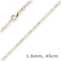 Schmuck Krone Goldkette 1,6mm Panzerkette weit aus 585 Gelbgold 45cm, Gold 585 goldfarben