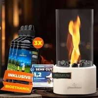 GLANZFEUER® Tischkamin - Premium Bio Ethanol Tischkamin - Tischfeuer Outdoor & Tischfeuer Indoor - Hochwertiger Bioethanol Tischkamin Outdoor für besonderes Ambiente - Tisch Feuer Ethanol Kamin