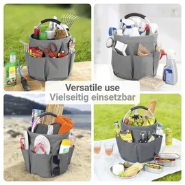 Wenko Universal Reinigungs Caddy 16 l, Anthrazit, 2er Set, mit 6 Außentaschen für Schwämme und Tücher