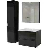 Mendler Badezimmerset HWC-B19b, Waschtisch Spiegelschrank Hängeschrank, hochglanz MVG-zertifiziert ~