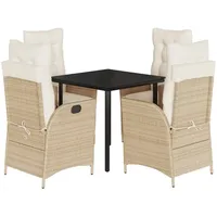 VidaXL 5-tlg. Garten-Essgruppe mit Kissen Beige Poly Rattan