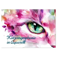 Calvendo Katzensymphonie in Aquarell (Wandkalender 2026 DIN A3 quer),