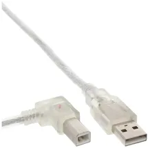 InLine USB 2.0 Kabel, A an B, links abgewinkelt, transparent, 0,3m