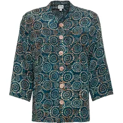 Viskose-Jacke, Muster petrol, 46