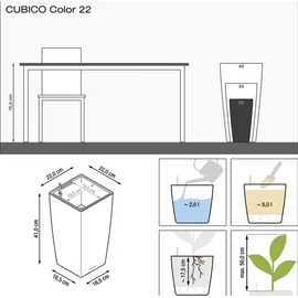 LECHUZA Cubico Color 30 Komplettset 30 x 30 x 56 cm weiß