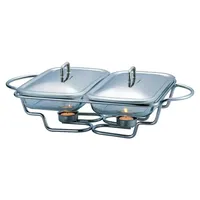 Speisewärmer mit Glaseinsatz Warmhaltebehälter Kammer Silber (2x1,5L) - Silber
