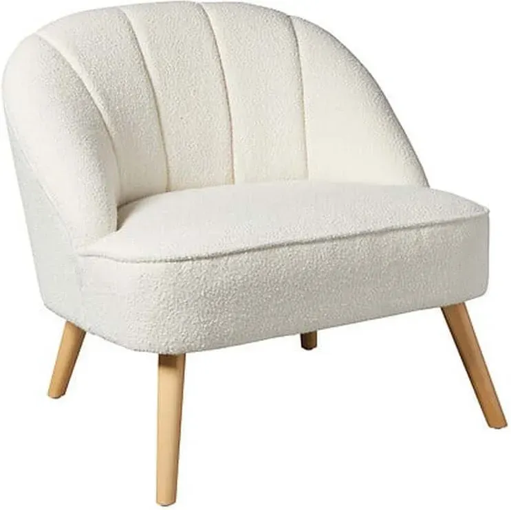 5Five NAOVA weißer Holz-Bouclé-Sessel