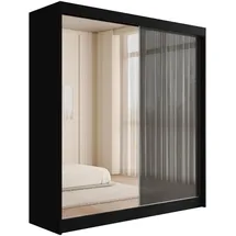 altdecor Schiebetürenschrank VESLI 200 x 215 x 61 cm Schwarz