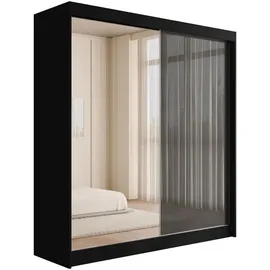 altdecor Schiebetürenschrank VESLI 200 x 215 x 61 cm Schwarz