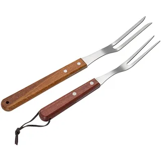 IMEEA Fleischgabeln, Edelstahl Grillgabeln mit Holzgriff, Schnitzgabel Bratengabeln Servier Gabeln für Küche BBQ Grill 2 Stück