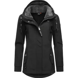 Ragwear Damen, Übergangsjacke Funktionsjacke Softshelljacke wasserabweisend mit Kapuze Monadde Softshell Black Gr. L - L