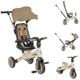 Byox Dreirad, Tricycle Juno 4 in 1 Laufrad Schiebegriff Sitzdrehung Sonnendach beige