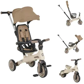 Byox Dreirad, Tricycle Juno 4 in 1 Laufrad Schiebegriff Sitzdrehung Sonnendach beige