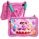 PRITOM 10 Zoll Android 15 Kinder Tablet mit Elternkontrolle,1280x800 HD IPS Tablet (10-Zoll-Kindertablet", Android-Betriebssystem, (WiFi 6,Vorinstallierte Lernapps,stoßfest,6000 mAh) rosa